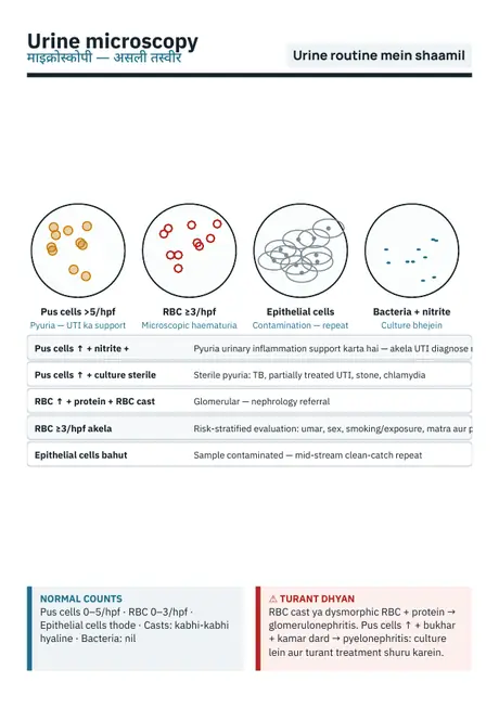 Urine microscopy — sample page from Lab Report Decoded Vol 1